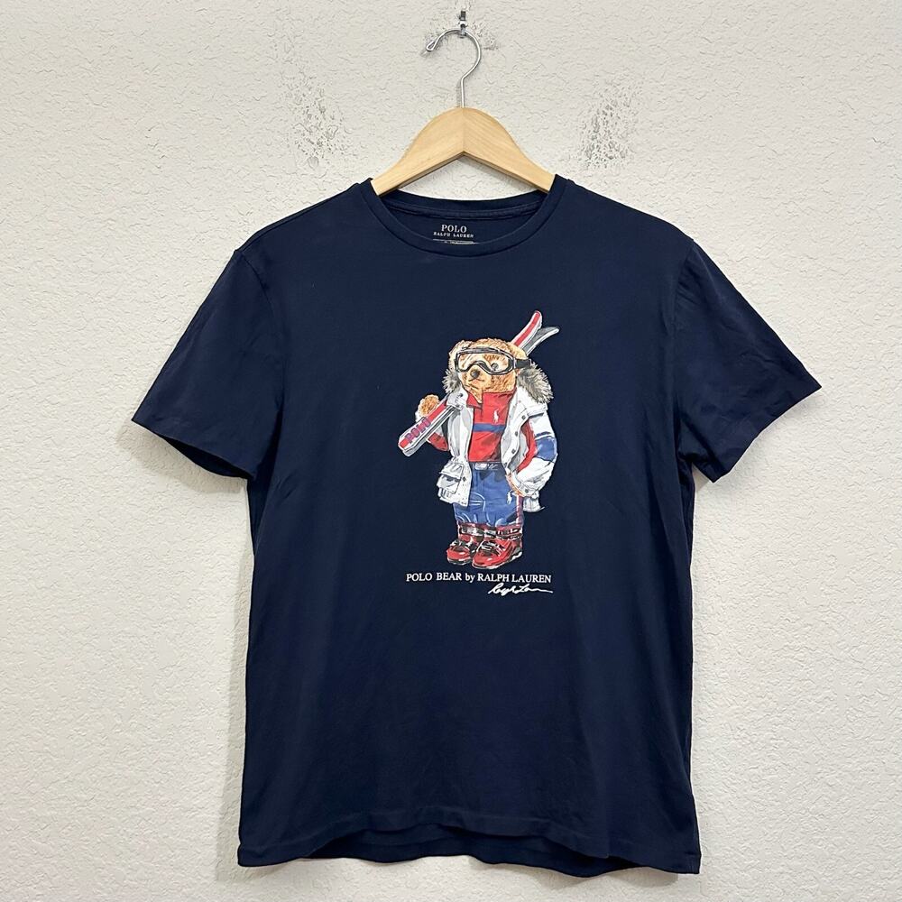 POLO RALPH LAUREN Ski Bear T-Shirt Navy Blue Short Sleeve Crew Neck Tee